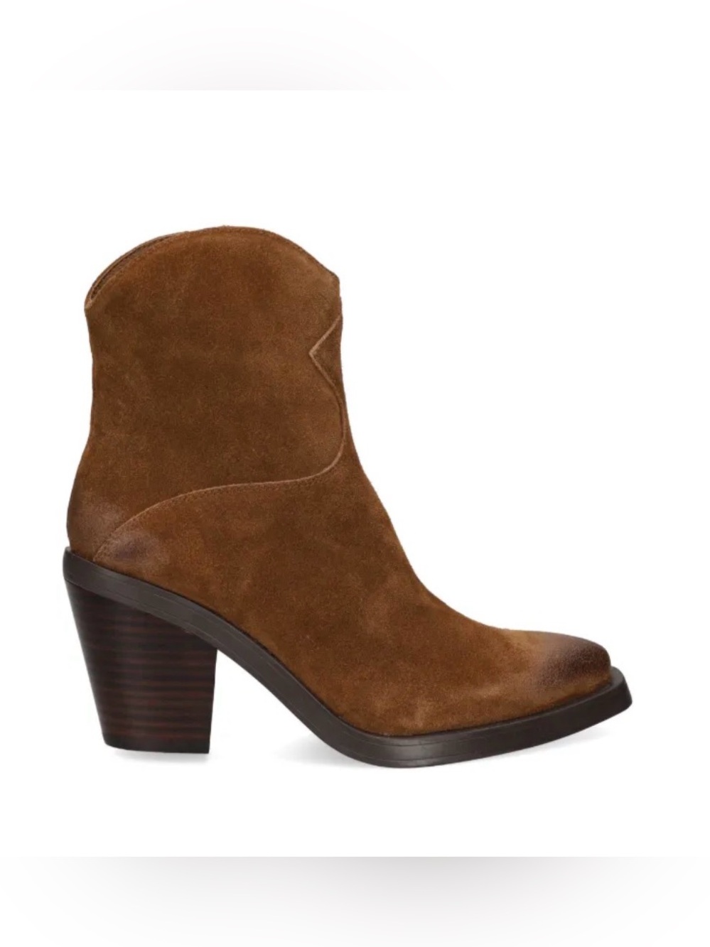 ASH Judy Brown Camel Suede Ankle Boots Side Zipper 8.5 US size 39 European